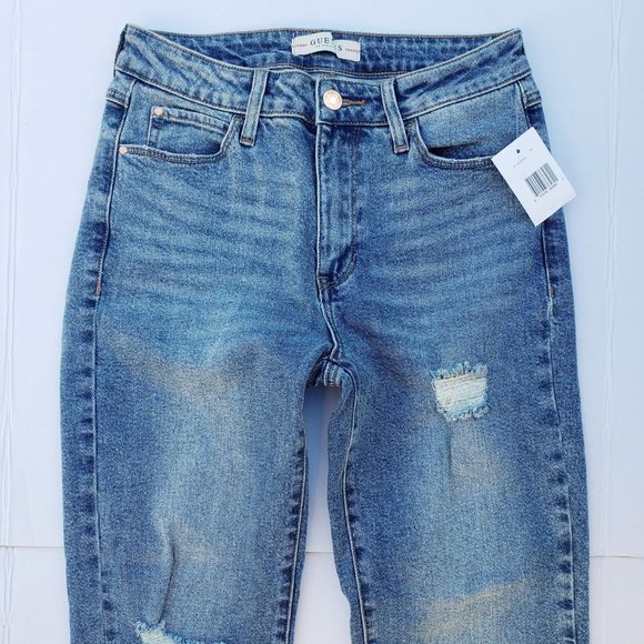New GUESS 1981 Frayed Slim Straight Jeans sz 26 - Picture 10 of 14